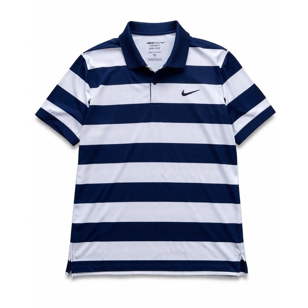 Nike Golf Dri-Fit Polo Shirt Blue White Striped XXL Performance